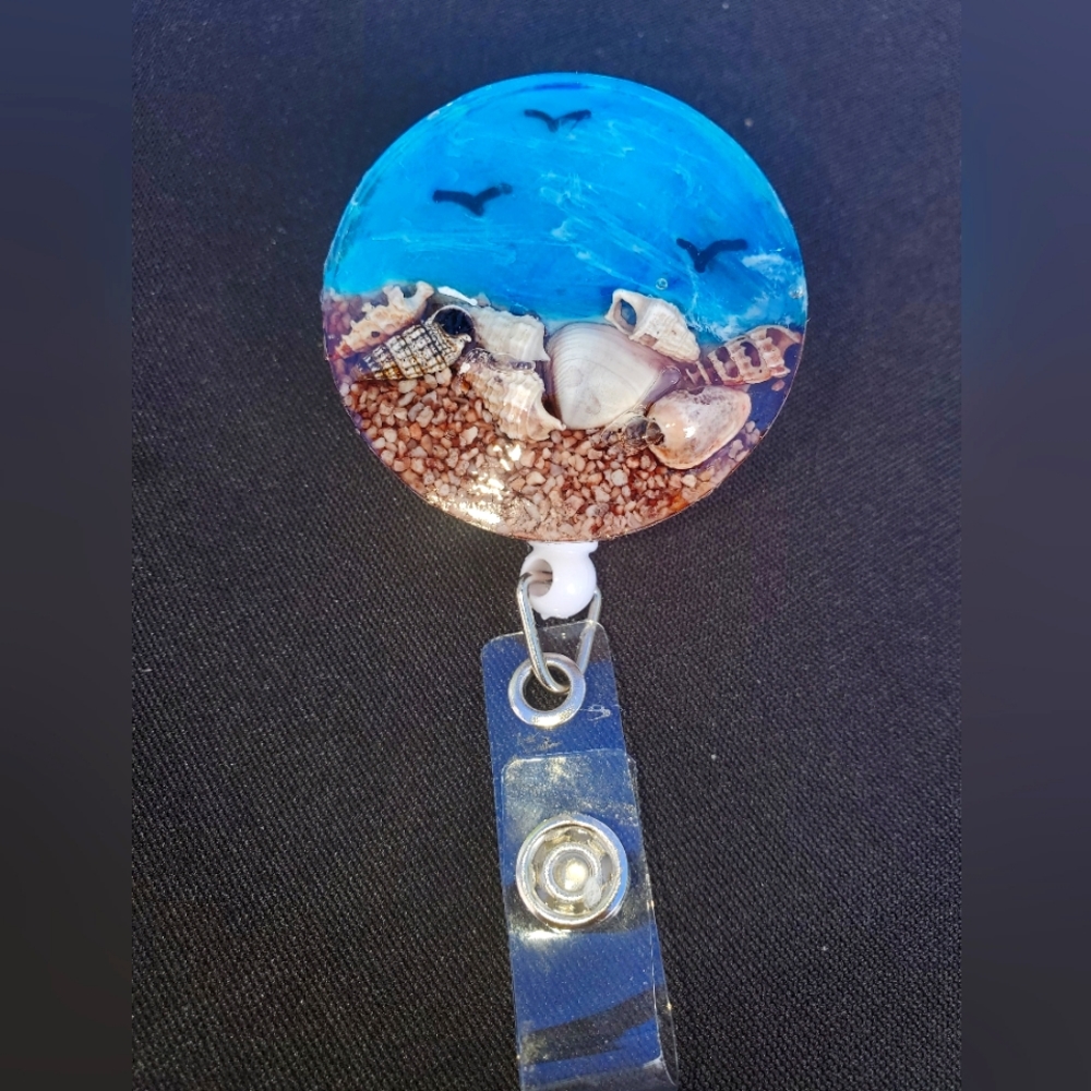 Resin ocean themed badge reel